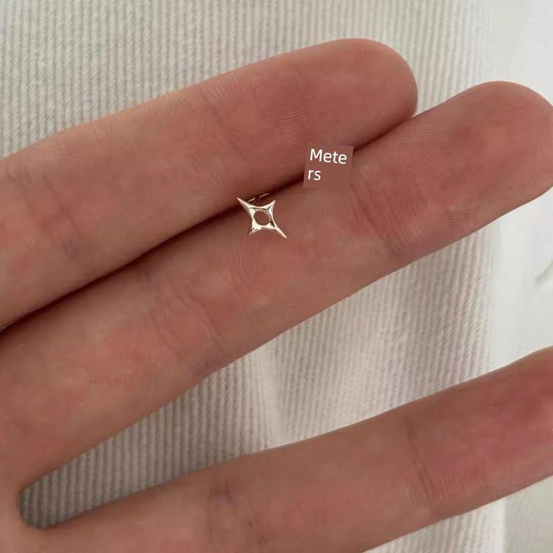

925 Silver Four-Angle Star Stud Earrings Women s Sterling Silver Ear-Caring Earrings Niche Design Classy Ear Bone Stud Silver Earrings Silver pairs