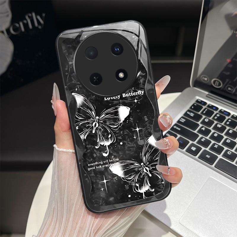 

Tempered Glass Hard Phone Case For Huawei Nova 12i 13i 11i 10 Pro 11 12 SE 12s Luxury Butterfly Flower Soft TPU Shockproof Cover Huawei Nova 13i