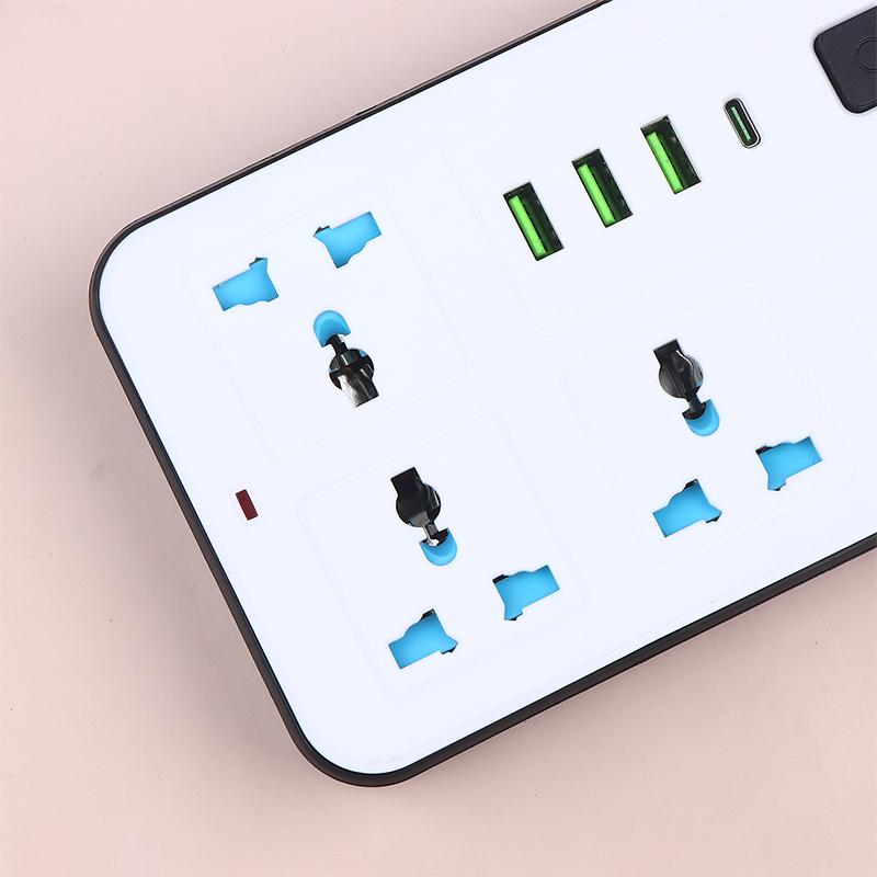 AB Fişli 2/3 Pinli Priz 1 Tip-C 3 USB Portlu 4 Yollu AC Priz 2/3/5M Uzatma Priz Şarj Edebilir Elektrik Priz
