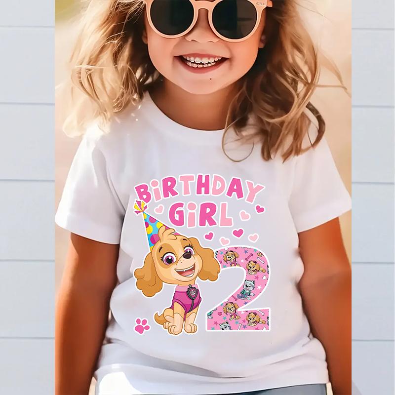 Süßes PAW Patrol Zahlen-T-Shirt Cartoon Mädchen Kleidung Kurzarm Sommer Kleinkind Baumwolle Geburtstag Kinder Outfit Outdoor Kleidung Geschenke