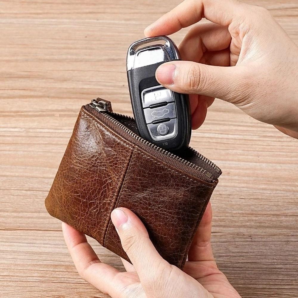 Retro Men's Short Wallet Zipper Pocket Purse Fashion Credit Card Case  Outdoor