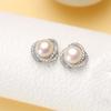 French Retro Freshwater Pearl & Zircon Stud Earrings - Exquisite Light Luxury Accessories for Women