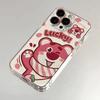 Cartoon greeting strawberry bear applicable to Apple 15plus mobile phone case iPhone12promax transparent 14 niche
