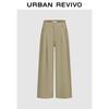UR2025 Women's Pleated Cotton Wide-Leg Commuter Pants