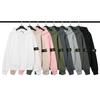 STON Basic Solid Color Compass Patch Fleece Hoodie Long Sleeve Pullover Sweatshirt for Men Women