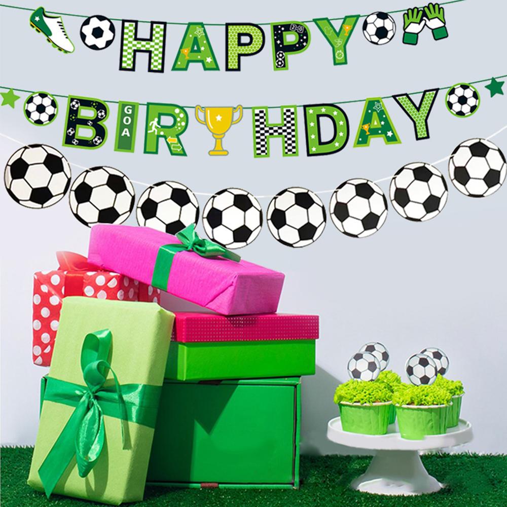Football Sports Theme Party Banner Garlands Happy Birthday Party Decor Kids Boy Girl Soccer Pull Flag School Sport Theme Decor