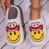Fashion Winter Strawberry Pattern Women's Cotton Slippers Large Size Home Couple Fluffy Flip-Flops Leisure Plush Warm Flat Sole Slippers