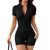 Seamless Cross-Zip Short Sleeve Yoga Jumpsuit