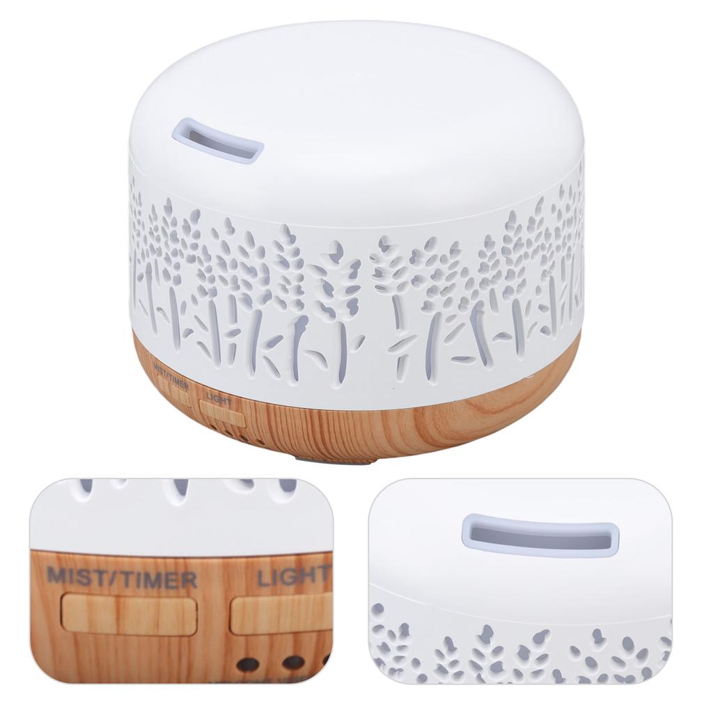 Desktop Humidifier 300ml Wood Grain Design Low Noise Aromatherapy Humidifier with LED Color Light 100‑240V