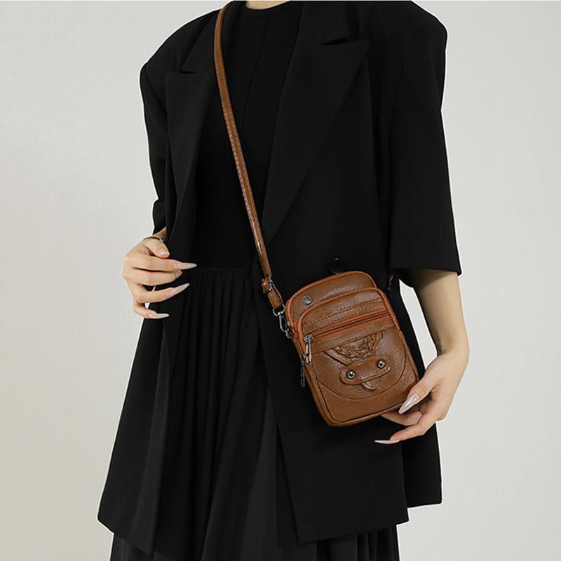 Multifunktionale kleine Umhängetasche aus weichem PU-Leder für Damen, Vintage-Designer, Handy-Geldbörse, kleine Umhängetasche für Damen