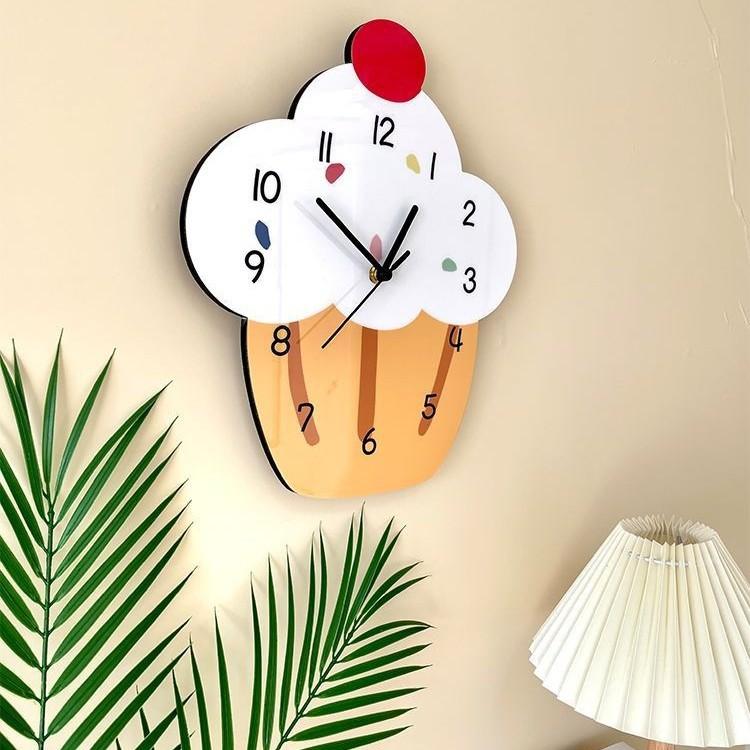 Cartoon Creative Cupcake Decoration Wall Clock Bakery Shop Kindergarten Studio Silent Dessert Shop Clock Clock