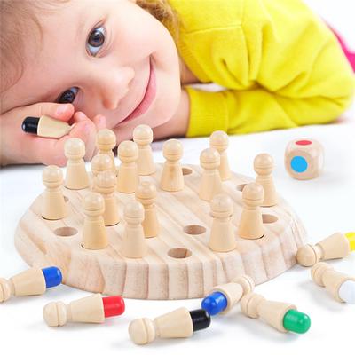 Dřevěná barevná paměťová šachová hračka pro rodiče a děti, cvičení pro miminka, paměťová puzzle hračka
