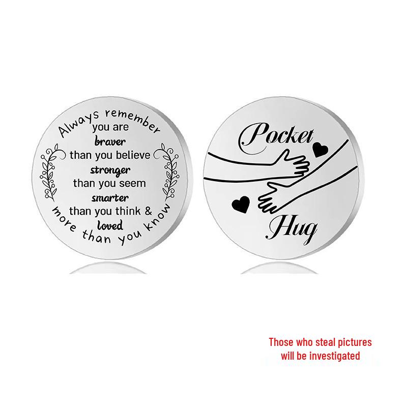 Lucky Charm Motivational Coin: Engravable Stainless Steel Couple & Family Gift Ornament.