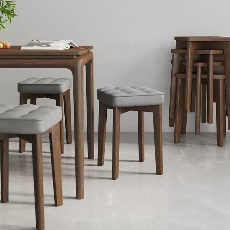 Massivholz Polsterstuhl - Moderner minimalistischer stapelbarer Hocker für Wohnzimmer oder Schreibtisch