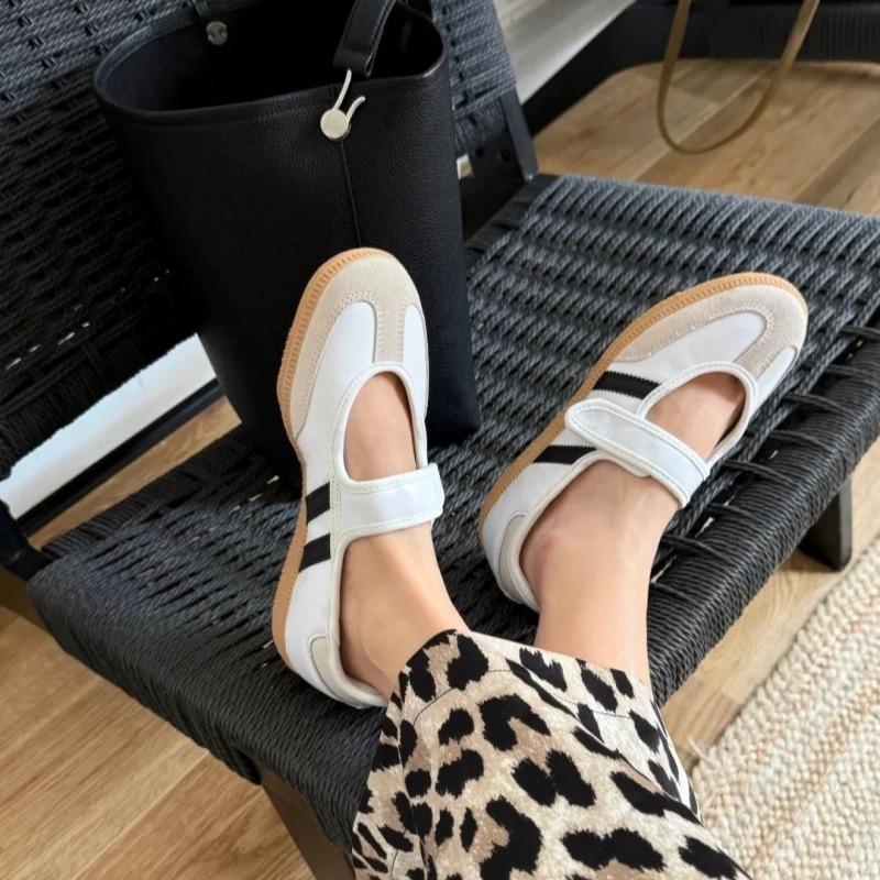 Velcro Mary Jane Shoes Women's New Versatile One-pedal Casual Sports Shoes Leather Women