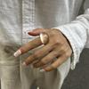 Retro Stackable Transparent Resin Ring: Colorful Arc Wide Band
