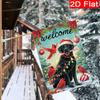 2D Flat - 2D Flat - 2D Flat Christmas Black Labrador Christmas Hat Cane Sugar Garden Flag (1)- Outdoor Garden Flag Double-Sided Home Decoration Courty