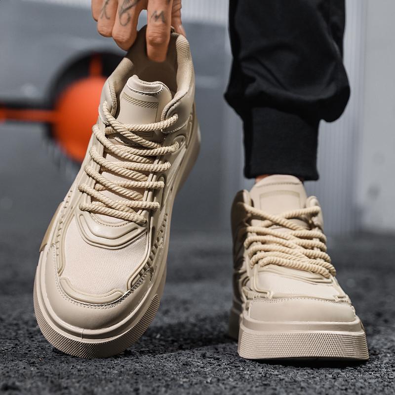 Męskie Czarne Buty do Koszykówki Codzienne Buty Skateboardowe Beżowe Wysokie Trampki do Biegania dla Studentów Duże Rozmiary
