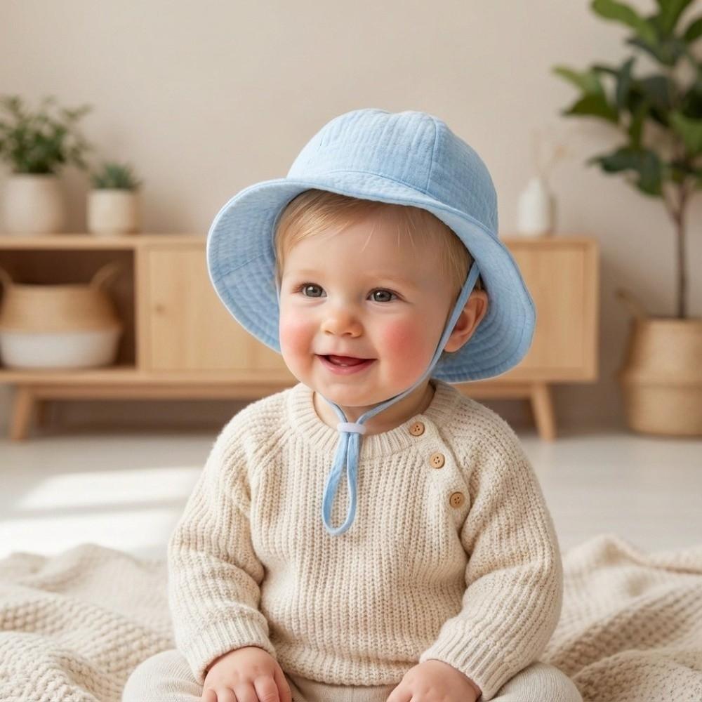 Soft Cotton Sun Protection Caps Sun Shade Children's Fisherman Hat Beach Panama Hat  for Boys Girls