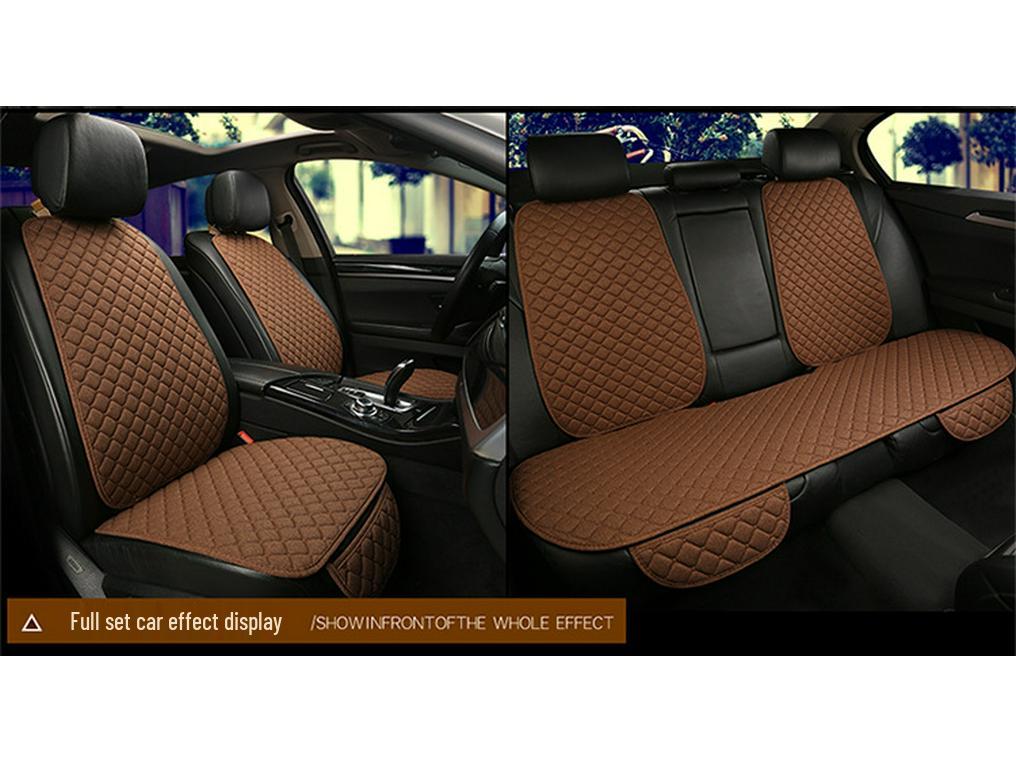 Linen Universal Car Seat Cushion Set - Three-Piece, Four-Season, Suitable for Five-Seater Cars