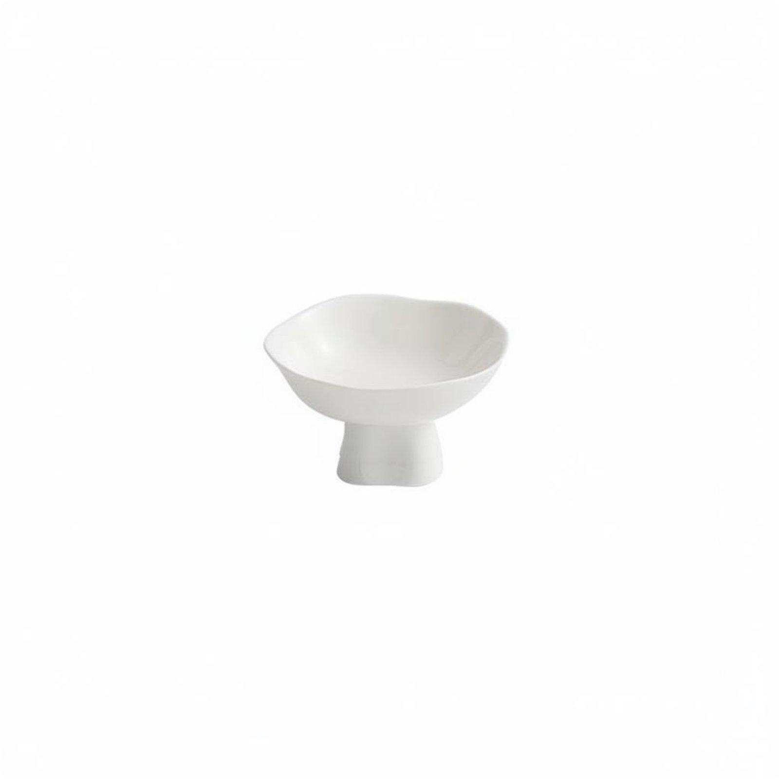 Ceramic Pedestal Appetizer Dish Restaurant Grade High Footed Ceramic Serving Bowl Artistic Presentation Plate Elegant Design