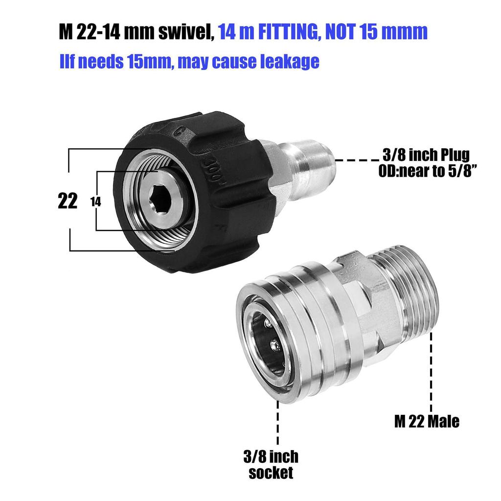 Cross-Border High-Pressure Washer Quick Disconnect Kit: 3/8 Quick Connect, M22 Water Gun Hose Connector, Explosion-Proof.