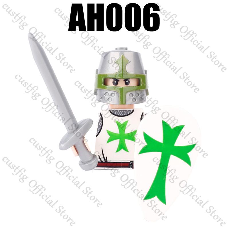 Mittelalterliche Militärsoldaten Figuren Bausteine Löwenherz Deutscher Ritter Waffe Infanterie Schild Helm Burg Hexe Steine Spielzeug