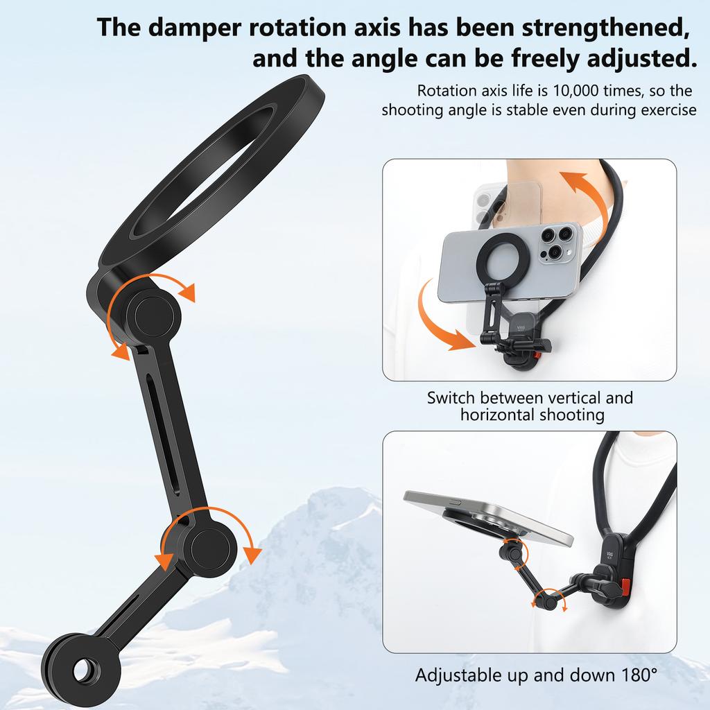 VRIG MG-27 Magnetic Phone Mount Stand for GoPro Adapter First Person Perspective Shooting Foldable Bracket