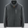 Mens Fleece Jacket Stand Collar Zip-Up Warm Outdoor Running Top Plus Size Winter Fall