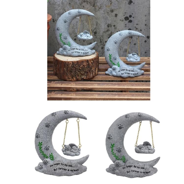 Pet Memorial Statue Dogs Cats TombstonesFigurine Resins Sculpture Garden Decors