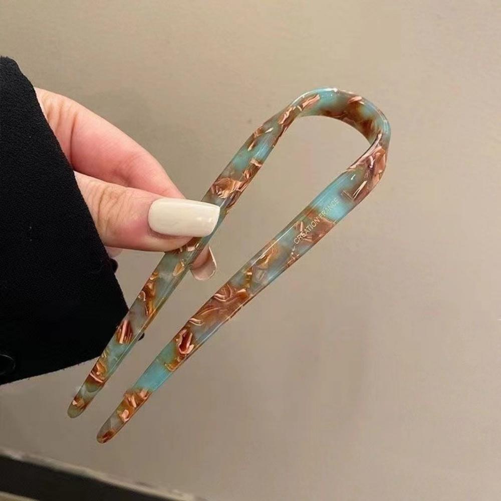 Vintage Acetate Hair Fork for Girls Women U-Shaped Hair Sticks Ponytail Hairpin Bun Updo Bridal Hairstyle Tool Hair Accessories