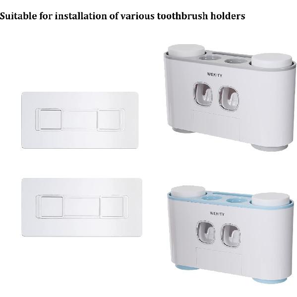 Wekity Toothbrush Holder Wall Adhesives, Wall-Mounted Sticker for Multi-Functional Space-Saving Toothbrush Holder with Toothpaste Dispenser (Wall