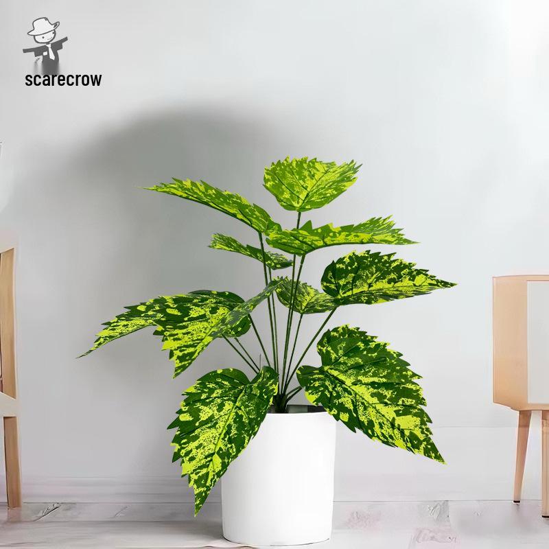 Nordic Style Mint Leaf Artificial Bonsai - Floor Standing Fake Plant for Indoor Decor and Living Room Ornament.