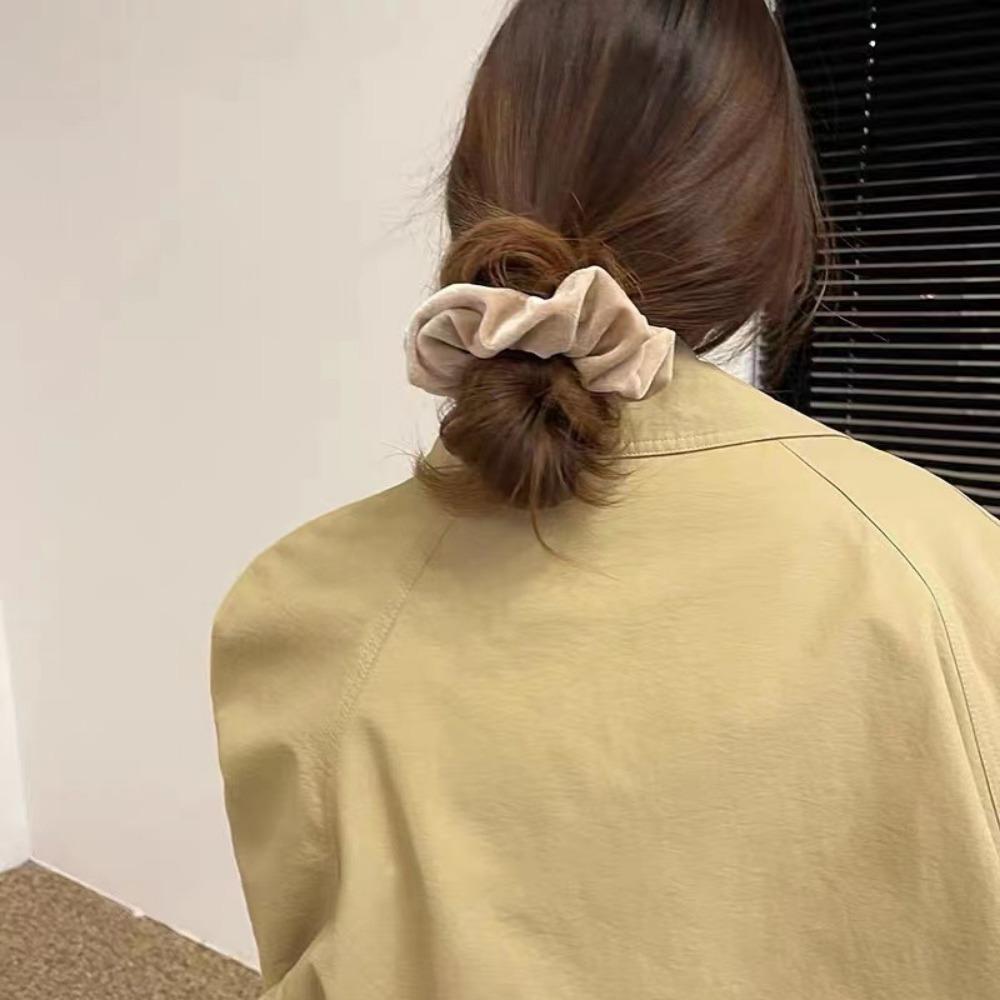 4pcs Velvet Scrunchies Neutral Tones Soft Plush Perfect for Retro Daily Styles Cozy Chic Hair Accessories