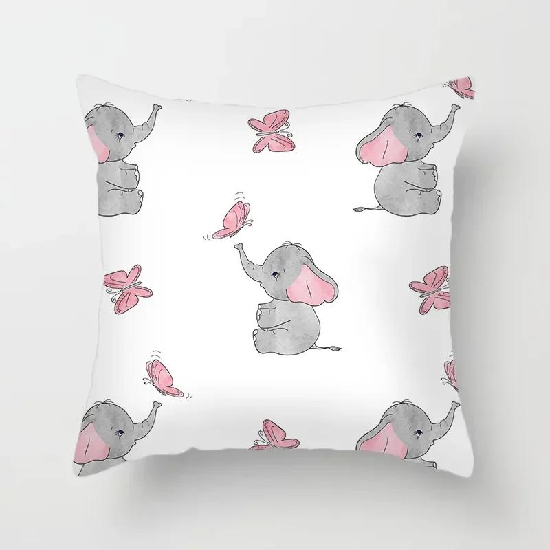 Niedlicher Cartoon Dinosaurier Alpaka Fuchs Print Muster Kissenbezug Heim Wohnzimmer Sofa Dekokissen