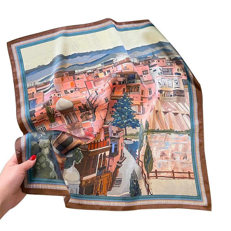 100% Nature Real Silk Square Scarf Women Female Hair Foualrd Scarves Neckerchief Bandana Fashion 2024 Neck Ties for Office Lady