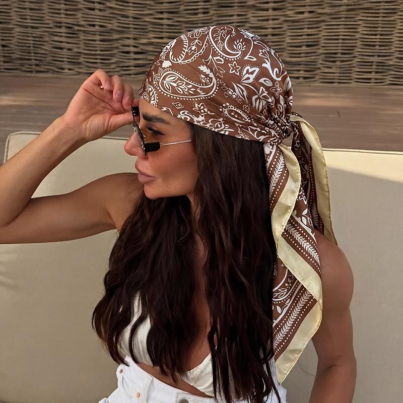 Satin Scarf Fashion Hijab Square Turban Female Luxury Bandana Headscarf Handkerchief Neckerchief Windproof Shawl Wraps Headband
