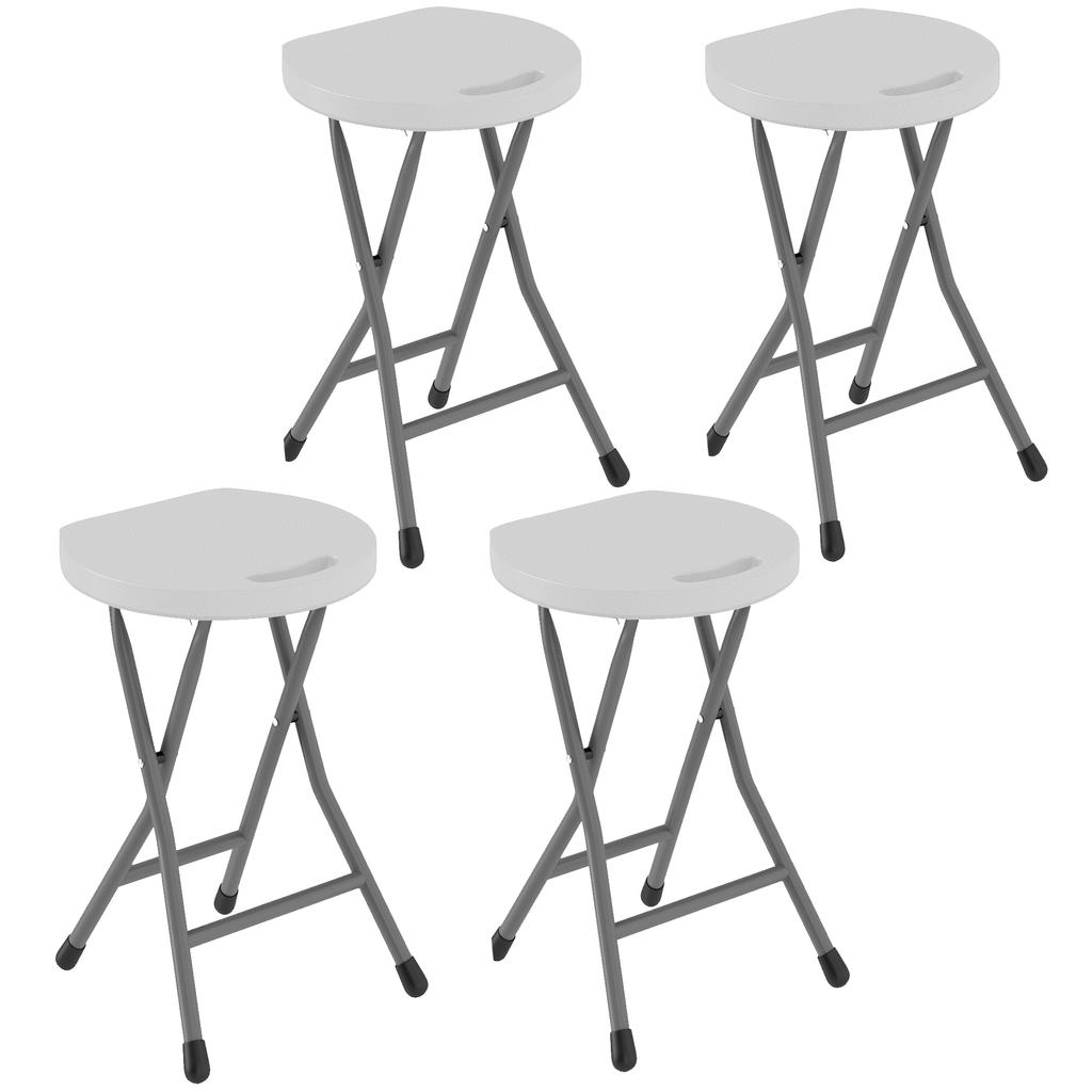 Set Of Four Folding Carry Stools White