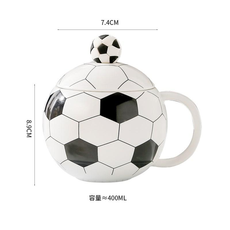 World Football Ceramic Cup with Lid, Sports Souvenir Planet Mug, Coffee Water Cups, Handheld Gift