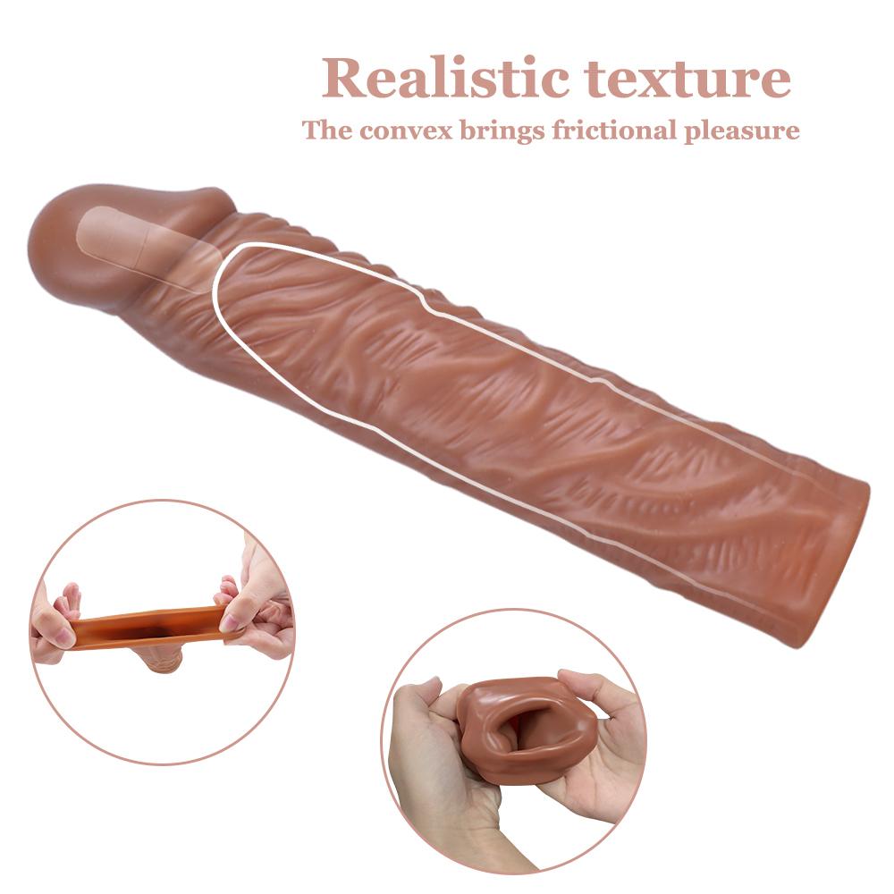 Reusable Penis Sleeve Cock Ring Extender Inch Ultra-Soft Penis Enlarger for Couples Sex Toys for Me