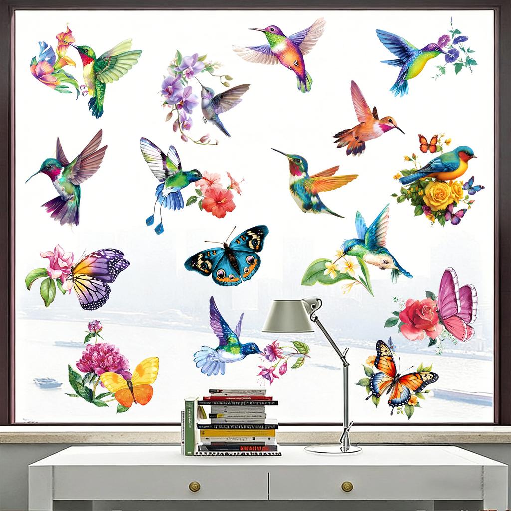 Hummingbird and Butterfly Theme Window Stickers for Living Room, Bedroom, Kitchen, Balcony and Glass Doors