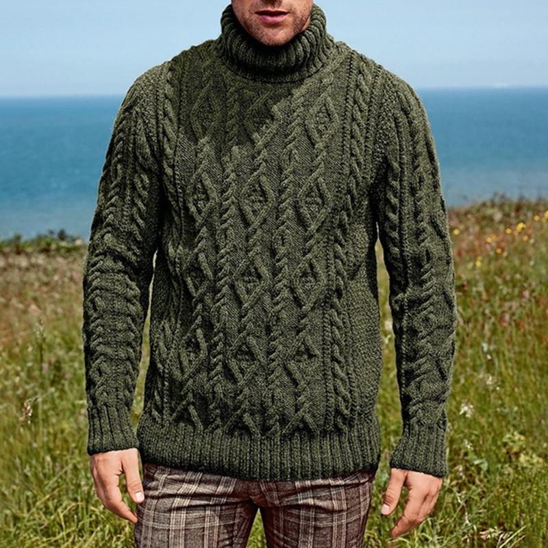 Men's European & American High Neck Knitted Sweater, 2025 Fashion Plus Size Knitwear