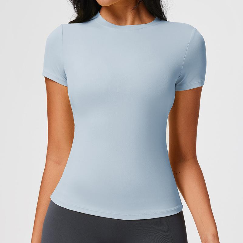 Top da Yoga Cai Jue da Donna, Vestibilità Slim, Manica Corta