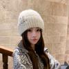 Winter Female Warm Cute Rabbit Knitted Hat Casual Versatile Thickened Warm Ear Protection Simple Wool Hat