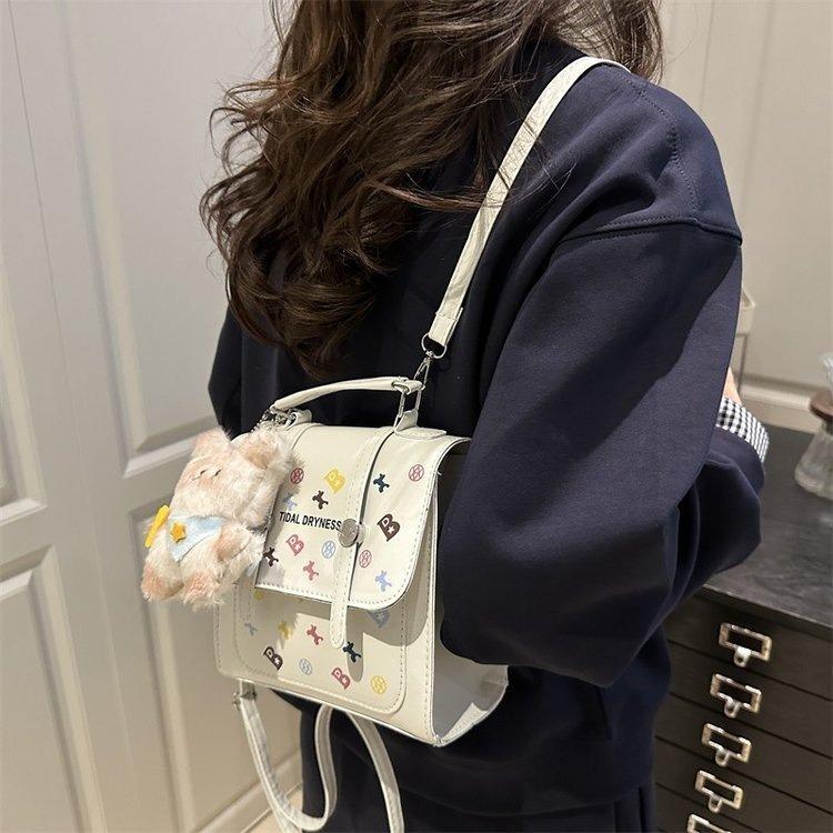 Foreign Trade Korean Edition College Style Double Shoulder Small Square Bag Can Shoulder Bag Crossbody Bag Hot Selling Women's Bag Korean Niche Bag