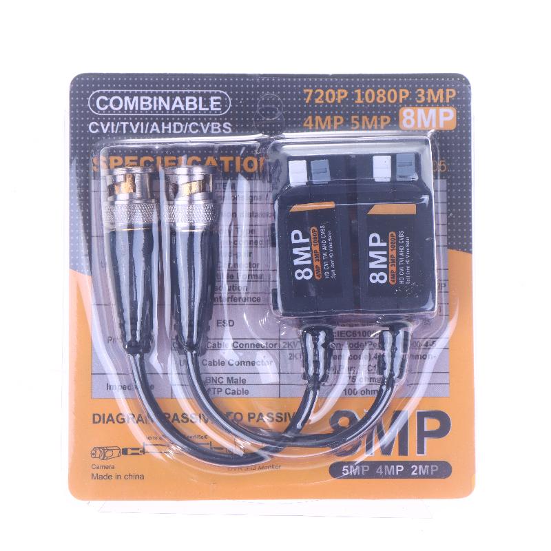 

One Pair 4K 8MP AHD/ CVI/ TVI Camera Support Cat5e/ Cat6 BNC Hookups CCTV Video Balun Passive Transceivers