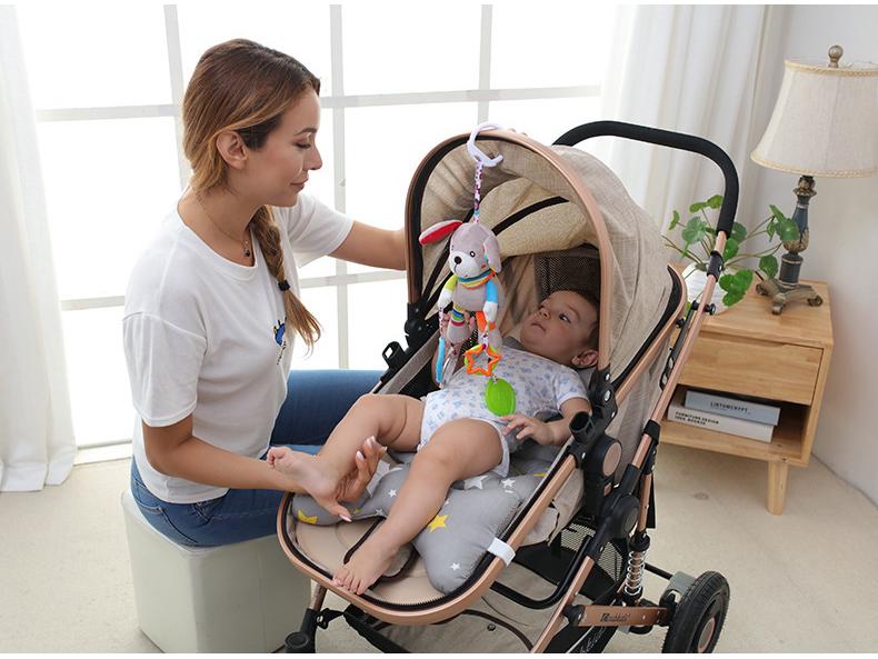 Baby Plush Animal Teether with Music, Jingling Sound, and Mirrored Crib Pendant