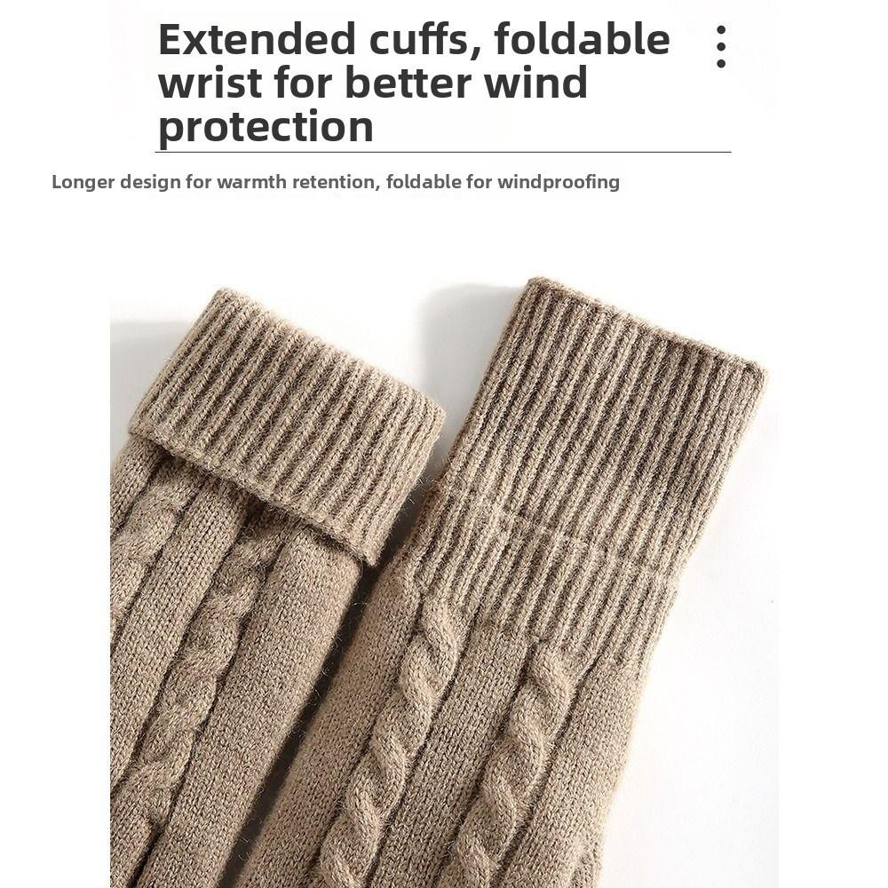 Lamb Velvet Thermal Gloves Cable Knit Touchscreen Gloves New Winter Gloves Winter Commuting