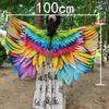Bird Feather Print Rainbow Wing Cape Polyester Dress Up Wings New Costume Cape  Kids Dress Up