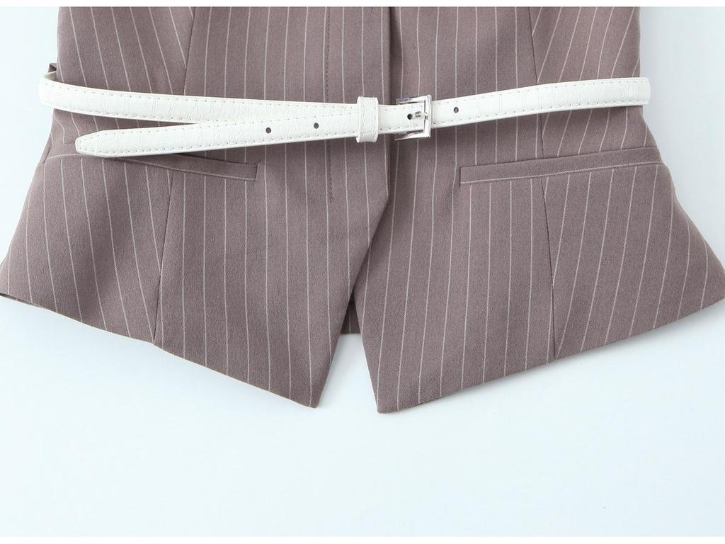 2025 Spring Women's Slim V-Neck Sleeveless Jumpsuit with Double Waistband